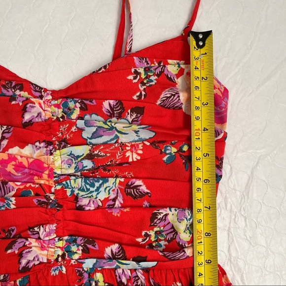Roxy red multicolor floral skater sundress with adjustable straps S - Picture 9 of 12